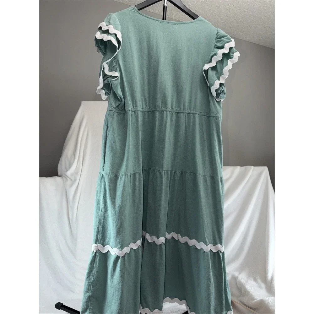 Zesica Summer Casual Midi dress Xl Flowy Breezy Boho Coastal Grandmother Cottage - Picture 3 of 9